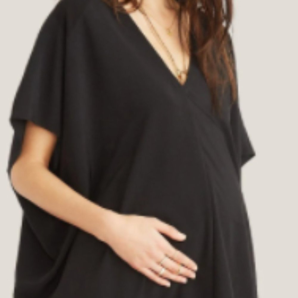Hatch Slouch Dress, Black, Maternity Size Petite